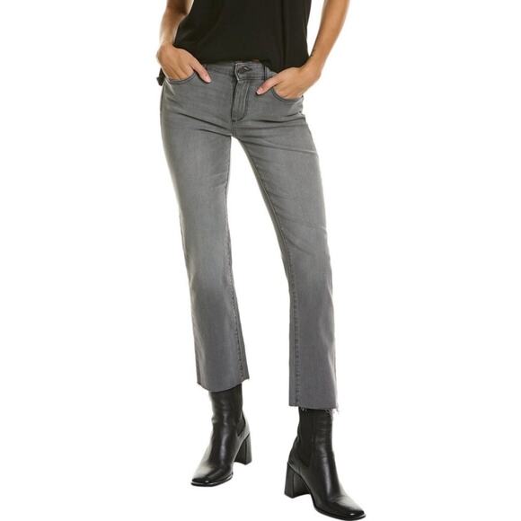DL1961 Mara Straight Jeans Size 28 Overcast Raw Gray Mid Rise Instasculpt Crop - Picture 1 of 16